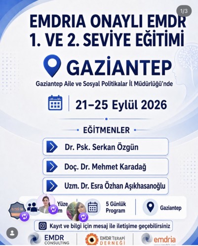Gaziantep EMDR eğitimi duyuru afişi, 21–25 Eylül 2026